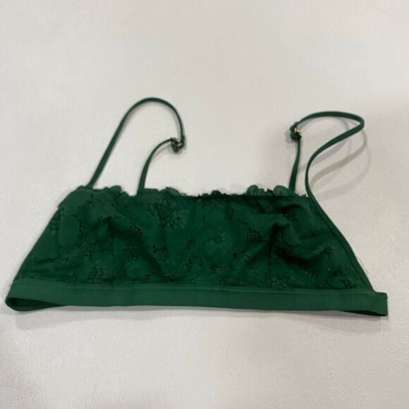 Aerie Real Good Green Lace Bralette Size M Medium Adjustable Straps - Picture 1 of 3